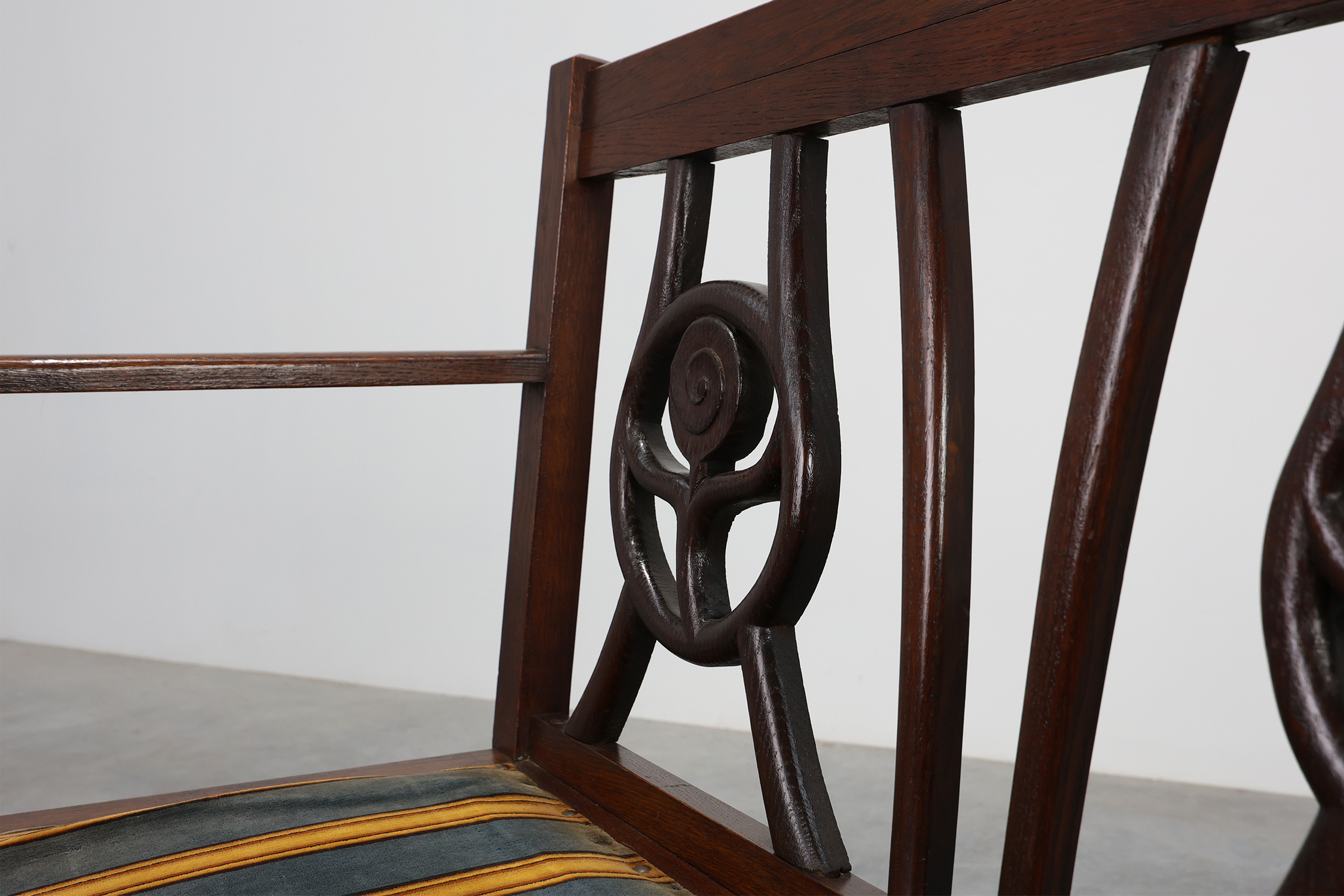 Belgium art deco bench in oak wood 1920sthumbnail